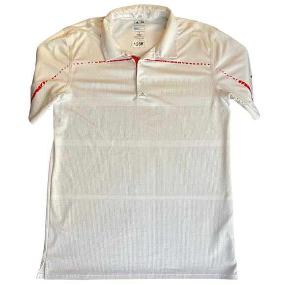 Adidas Puremotion Coolmax Men Polo Shirt Size M White Short Sleeve Golf Shirt - Picture 1 of 9